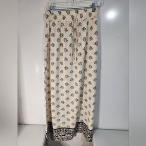 Vero Moda Cream Maxi Skirt with Black Print, NWT, Size Med